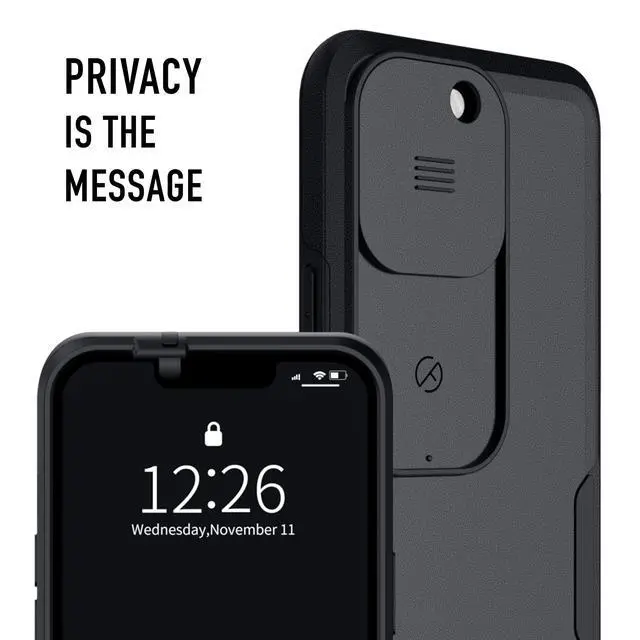 Alt view image 7 of 7 - iPhone 13 Pro Case with Camera Covers Front and Rear | Protect Your iPhone and Privacy | 6-Foot Drop Proof | 6,1 Inch | Camera Protection by Valenta. Black