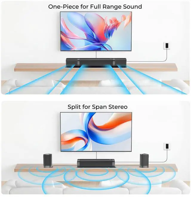 Alt view image 2 of 7 - Center Channel Speakers Sound Bar, Dolby Digital Plus, 110W Sound Bar for Smart TV, Bluetooth/ARC/Opt/AUX, Home Theater Surround Sound System