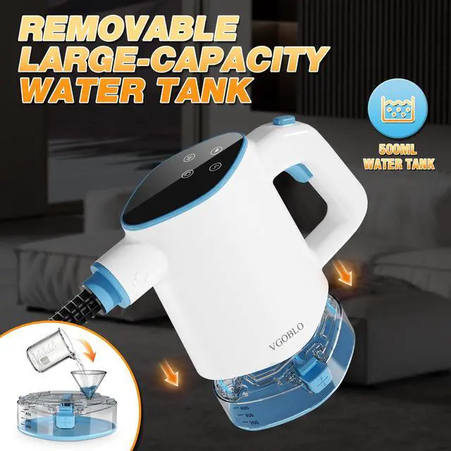 Alt view image 4 of 7 - Steam Cleaner, 15s Fast Heat-Up & 500ml Removable Large Water Tank, Pressurized Handheld Steam Cleaner for Home, Multi-Surface Steamer for Cleaning Kitchen, Bathroom, Car, Floor, Furniture