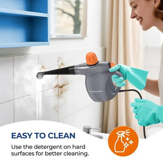 Alt view image 6 of 7 - Steam Cleaner, Pressurized Handheld 13pcs Multi-Purpose Natural Deep Cleaning Steamer, Portable Steamer for Cleaning Home, Grout, Kitchen, Car, Window, Upholstery, Bathroom and Clothes, Gray