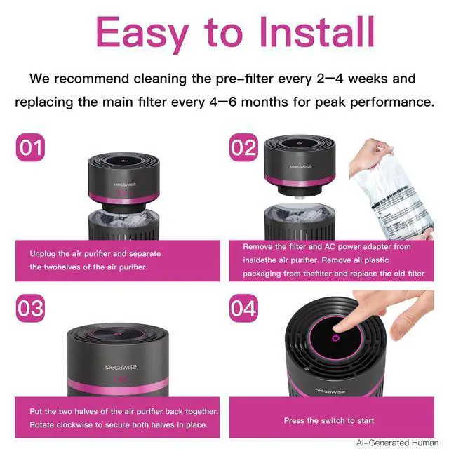 Alt view image 7 of 7 - H13 HEPA Air Purifier for Bedroom, Office & Small Rooms, 3-Stage Filtration with 360° Air Intake, 24dB Quiet Sleep Mode, Activated Carbon Filter for Smoke, Dust, Pet Dander & Odor, Ozone Free