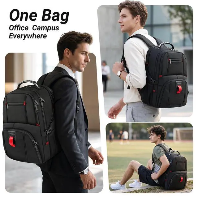 Alt view image 5 of 7 - Large Laptop Backpack for Men, Heavy Duty Travel Backpack Carry On Flight Approved, 17 Inch College Work Bookbag, Water Resistant Business Backpack for Men Women, mochilas para hombres