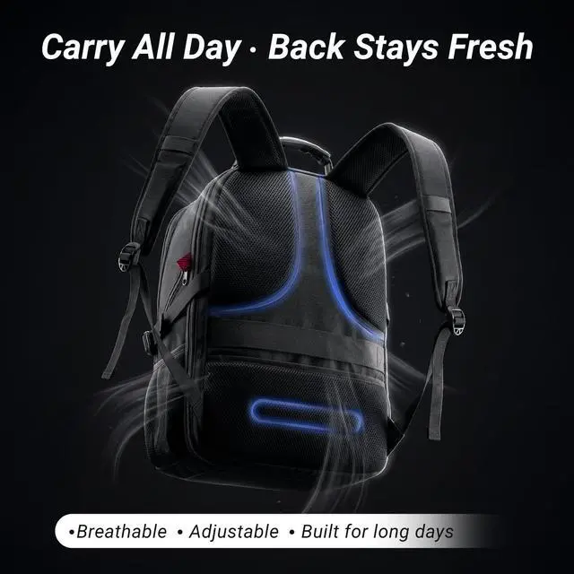Alt view image 6 of 7 - Large Laptop Backpack for Men, Heavy Duty Travel Backpack Carry On Flight Approved, 17 Inch College Work Bookbag, Water Resistant Business Backpack for Men Women, mochilas para hombres