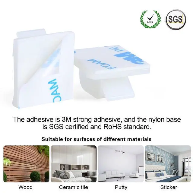Alt view image 3 of 7 - 120PCS Adhesive Cable Wire Clips White, Cable Staples Outdoor Cable Management Wire Organizer Cord Holder for Under Desk, Car, Wall, TV PC Ethernet Cable