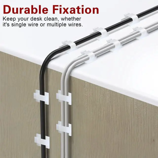 Alt view image 7 of 7 - 120PCS Adhesive Cable Wire Clips White, Cable Staples Outdoor Cable Management Wire Organizer Cord Holder for Under Desk, Car, Wall, TV PC Ethernet Cable