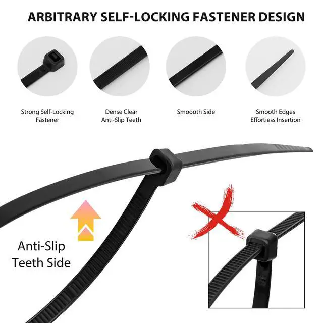 Alt view image 3 of 7 - Cable Zip Ties,400 Pack Black Assorted Sizes 12+8+6+4 Inch,Multi-Purpose Self-Locking Nylon Cable Cord Management,Plastic Wire Ties for Home,Office,Garden,Workshop. By HAVE ME TD