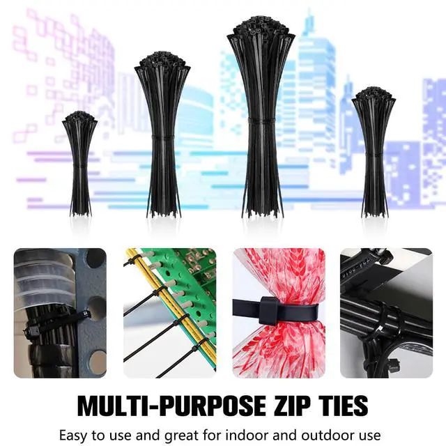 Alt view image 7 of 7 - Cable Zip Ties,400 Pack Black Assorted Sizes 12+8+6+4 Inch,Multi-Purpose Self-Locking Nylon Cable Cord Management,Plastic Wire Ties for Home,Office,Garden,Workshop. By HAVE ME TD