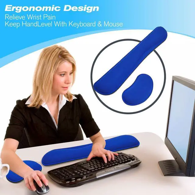Alt view image 2 of 7 - Keyboard Wrist Rest and Mouse Wrist Rest Set - Ergonomic Memory Foam Wrist Cushion - for Wrist Support on Computer, Laptop, Office, Playing Games, Typing Relieves Wrist Pain Black