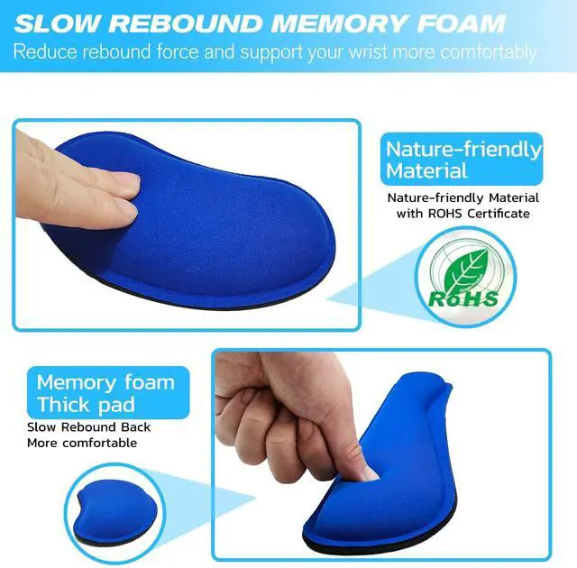 Alt view image 3 of 7 - Keyboard Wrist Rest and Mouse Wrist Rest Set - Ergonomic Memory Foam Wrist Cushion - for Wrist Support on Computer, Laptop, Office, Playing Games, Typing Relieves Wrist Pain Black