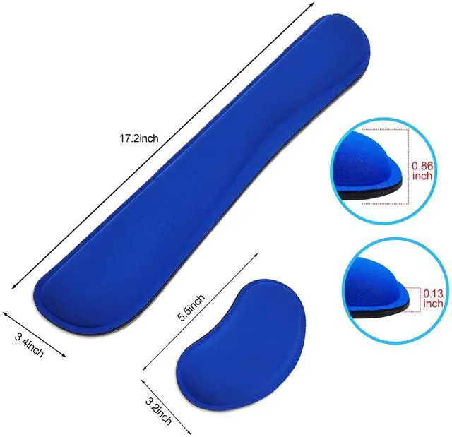 Alt view image 6 of 7 - Keyboard Wrist Rest and Mouse Wrist Rest Set - Ergonomic Memory Foam Wrist Cushion - for Wrist Support on Computer, Laptop, Office, Playing Games, Typing Relieves Wrist Pain Black