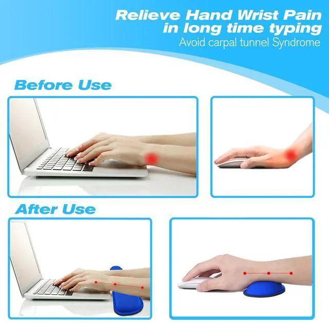 Alt view image 5 of 7 - Keyboard Wrist Rest and Mouse Wrist Rest Set - Ergonomic Memory Foam Wrist Cushion - for Wrist Support on Computer, Laptop, Office, Playing Games, Typing Relieves Wrist Pain Black