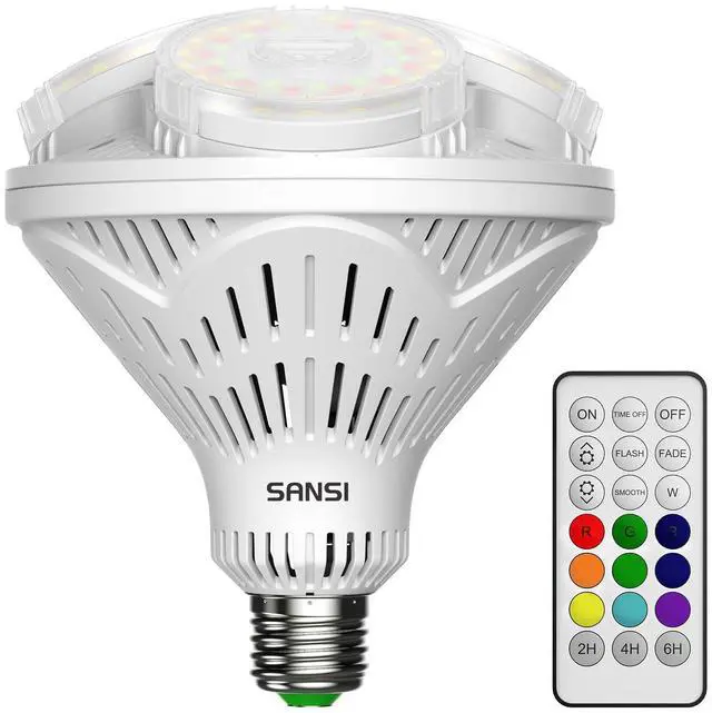 Main image of LED RGBW Light Bulb, 4000LM Dimmable BR40 40W Mood Light Bulb with Timing Remote, 260W Equivalent E26 Base Lights for Home Decor Bedroom Reading Party