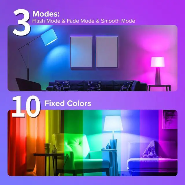 Alt view image 3 of 7 - LED RGBW Light Bulb, 4000LM Dimmable BR40 40W Mood Light Bulb with Timing Remote, 260W Equivalent E26 Base Lights for Home Decor Bedroom Reading Party