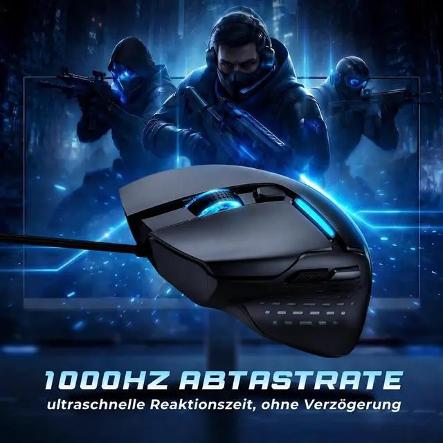 Alt view image 6 of 7 - Ergonomic Wired Gaming Mouse, RGB Programmable Mouse with 6 Macro Buttons, 7200 DPI Adjustable, Silent Click USB-A Computer Mouse for PC Gamer, Windows, Mac, Laptop