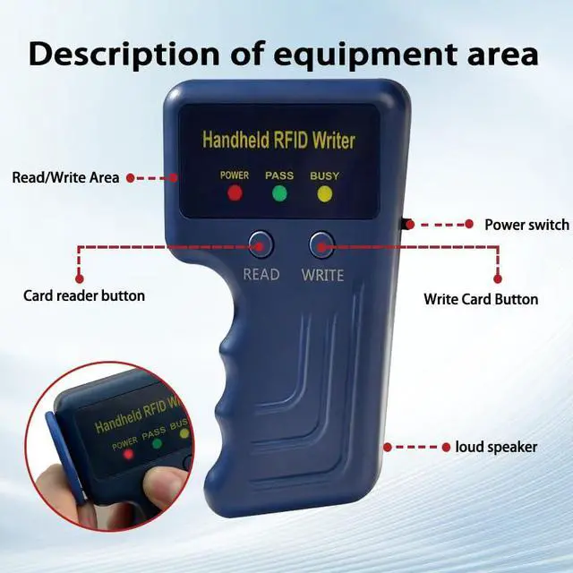 Alt view image 4 of 7 - Handheld 125khz RFID Reader Writer,AWID and HID Copier with 5 T5577 Keyfobs & 5 White Cards