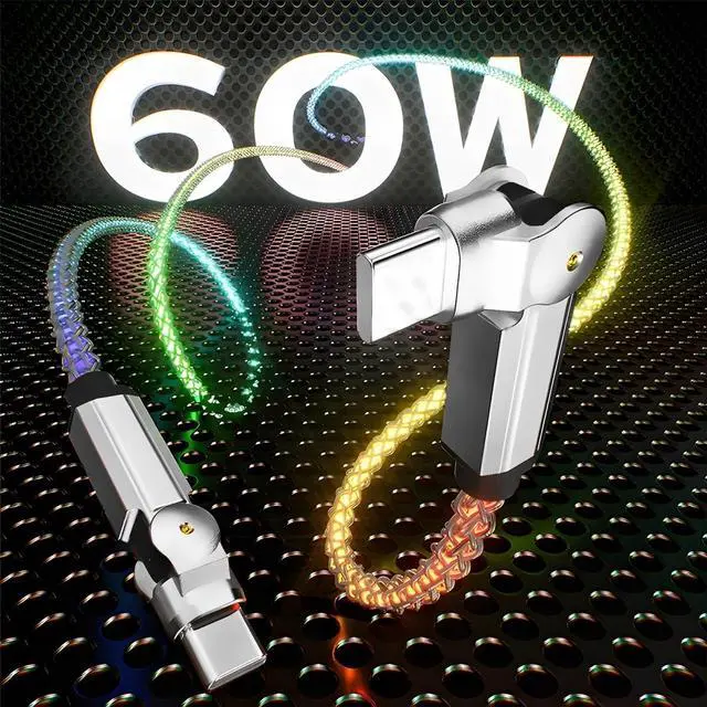 Alt view image 3 of 7 - up USB-C Cable 2 Pack 5ft USB C to USB C Cable Multicolored RGB Colorful Gradual Type C to C Cord LED Cable Type C Charger Cord for iPhone 17 16 15 Samsung Galaxy S25 S24 S23 S22,Laptops