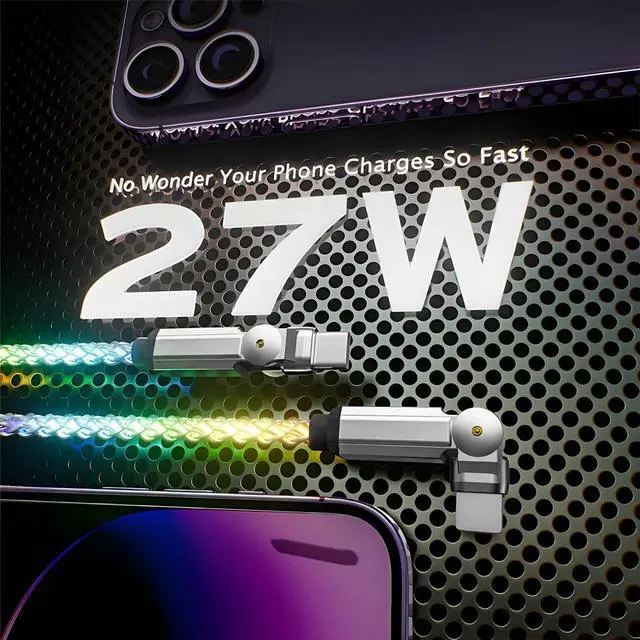 Alt view image 4 of 7 - up USB-C Cable 2 Pack 5ft USB C to USB C Cable Multicolored RGB Colorful Gradual Type C to C Cord LED Cable Type C Charger Cord for iPhone 17 16 15 Samsung Galaxy S25 S24 S23 S22,Laptops