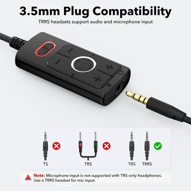 Alt view image 7 of 7 - S03 USB Sound Card, 7.1 Virtual Surround Sound Gaming Audio Adapter, Plug & Play USB to 3.5mm Headphone and Microphone Jack with Volume Control, Mic Mute, for PC, Laptop and Gaming Devices