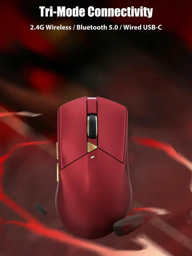 Alt view image 3 of 7 - Wireless Gaming Mouse, PAW3311, 12800 DPI, Tri-Mode, Red