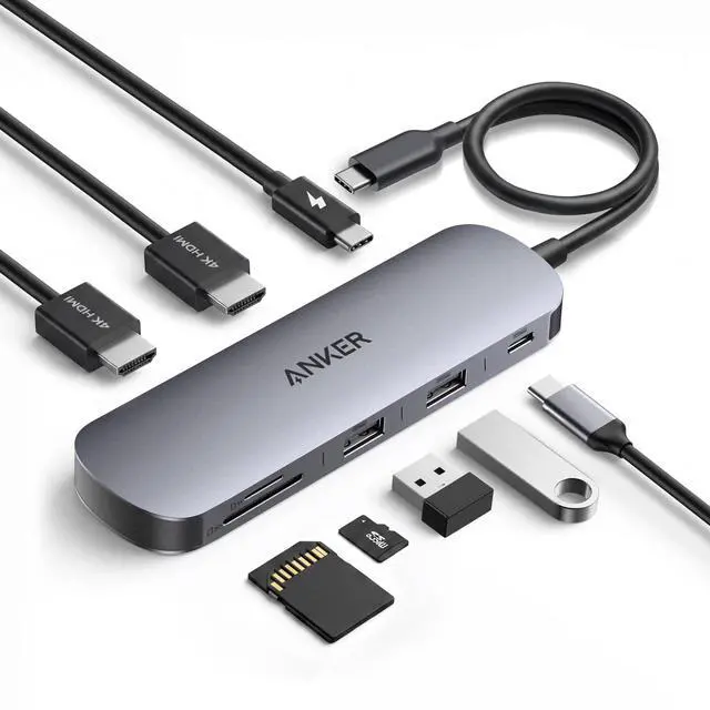 Main image of Nano Laptop Docking Station Dual Monitor, 8-in-1 USB C Dock with 4K@60Hz HDMI, 10Gbps 1 USB-C, 2 USB-A, 85W PD, SD/TF Card Reader, for Dell,Lenovo, HP, and Windows Laptops (Charger Not Included)
