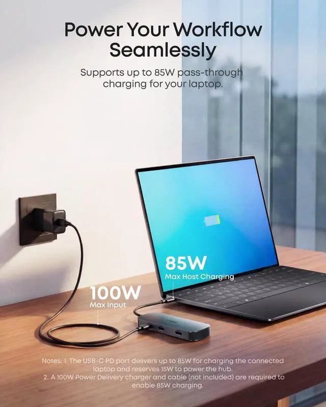 Alt view image 7 of 7 - Nano Laptop Docking Station Dual Monitor, 8-in-1 USB C Dock with 4K@60Hz HDMI, 10Gbps 1 USB-C, 2 USB-A, 85W PD, SD/TF Card Reader, for Dell,Lenovo, HP, and Windows Laptops (Charger Not Included)
