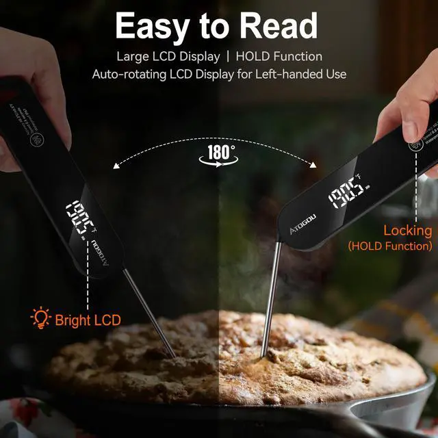 Alt view image 5 of 7 - The Latest Thermocouple Food Thermometer. Faster: <1 Second Response time. More Accurate: ±0.5°F (0.3°C), IPX7 Waterproof, for Meat/Candy/Grill/BBQ etc. Fathers Day Gift, TH-22 Black