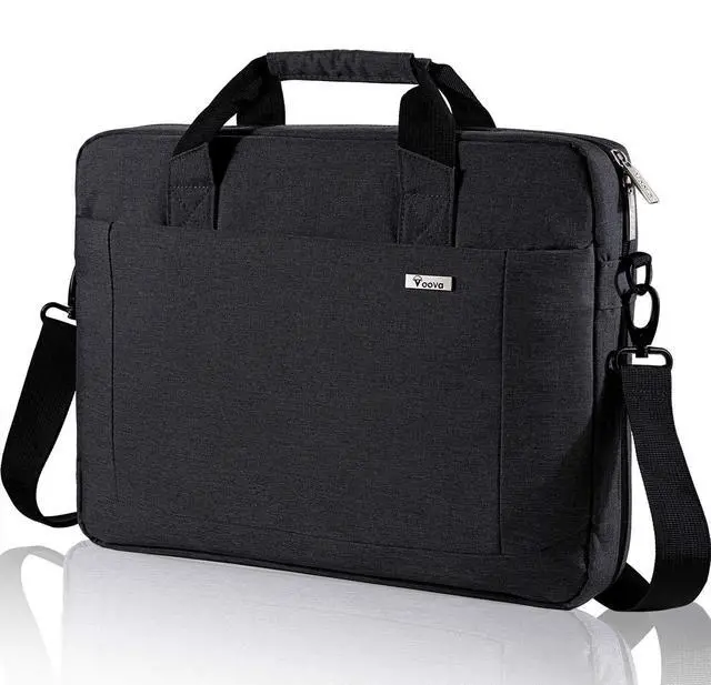 Main image of Laptop Bag Case 17 17.3 Inch Computer Sleeve Messenger Bag with Shoulder Strap Expandable Waterproof Large Capacity Business Briefcase for Work Travel Fit 17-18 Laptop, Men Women, Black