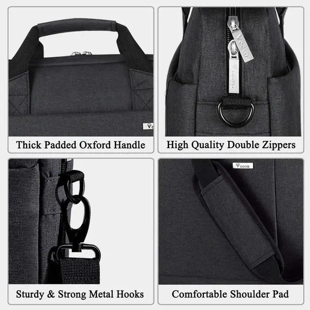 Alt view image 5 of 7 - Laptop Bag Case 17 17.3 Inch Computer Sleeve Messenger Bag with Shoulder Strap Expandable Waterproof Large Capacity Business Briefcase for Work Travel Fit 17-18 Laptop, Men Women, Black