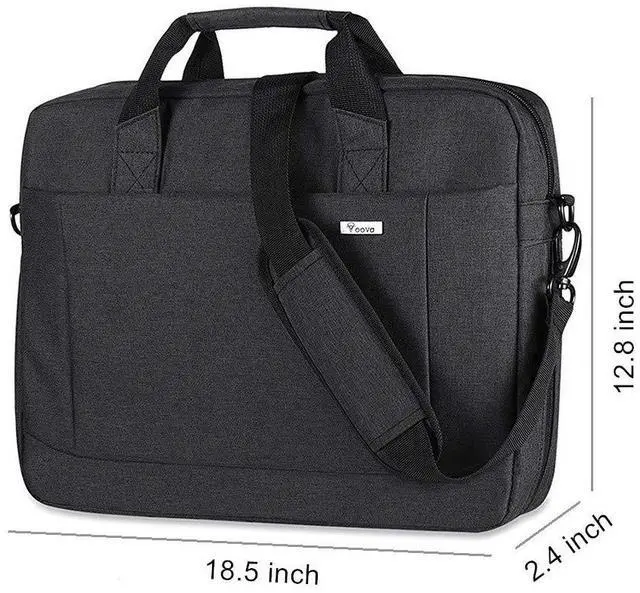 Alt view image 7 of 7 - Laptop Bag Case 17 17.3 Inch Computer Sleeve Messenger Bag with Shoulder Strap Expandable Waterproof Large Capacity Business Briefcase for Work Travel Fit 17-18 Laptop, Men Women, Black