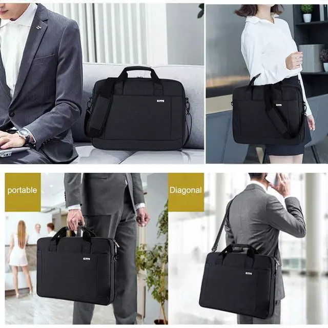 Alt view image 2 of 7 - Laptop Bag Case 17 17.3 Inch Computer Sleeve Messenger Bag with Shoulder Strap Expandable Waterproof Large Capacity Business Briefcase for Work Travel Fit 17-18 Laptop, Men Women, Black