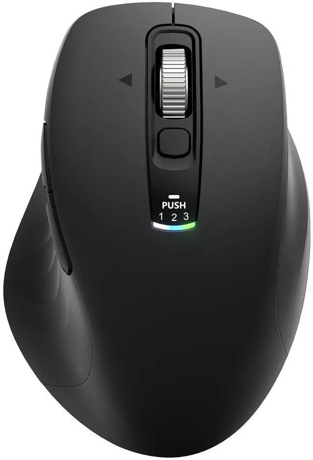 Main image of Wireless Bluetooth Mouse, Multi-Device Ergonomic Mouse with 5 Programmable Buttons, 4-Way Metal Scroll Wheel,4800 DPI Adjustable, 18-Month Battery Life, Silent Click, for Laptop, PC, Mac - Black