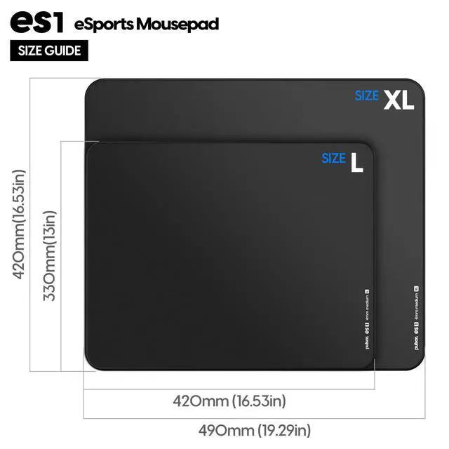 Alt view image 7 of 7 - Pulsar - eS1 Esports Professional Level Gaming Mouse Pad 4mm Thickness Anti-Slip Base Anti-Fray Precision Stitching Medium to high Glide Speed 16.5in x 13in (L, Black)
