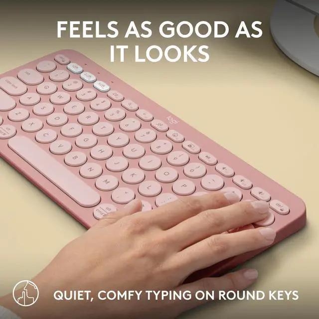 Alt view image 5 of 7 - Pebble Keys 2 K380s, Multi-Device Bluetooth Wireless Keyboard with Customizable Shortcuts, Slim and Portable, Easy-Switch for Windows, macOS, iPadOS, Android, Chrome OS - Tonal Rose