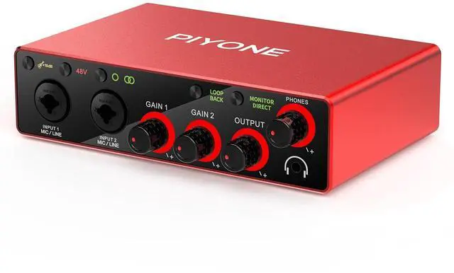 Main image of Audio Interface, 2X2 24-bit/192kHz Interface for High-Fidelity, Studio Quality PC/Mac/iOS Recording, XLR/TRS Combo Input, Monitor Mix/Loopback Function, One-Cable Setup(Alloy Red)