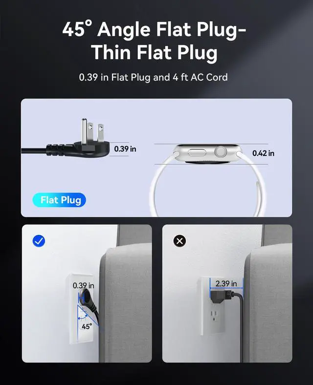 Alt view image 7 of 7 - Travel Power Strip, 65W GaN Charging Station with 3 Outlets & 4 USB Ports (2 USB C), 4FT Flat Plug Extension Cord with Wraparound Design, Compact USB C Charger for Cruise Home Office Dorm Laptop