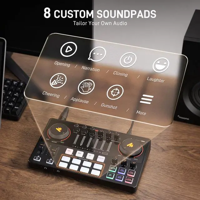 Alt view image 6 of 7 - Podcast Equipment Bundle: Audio Interface mixer with Dual XLR Input for Podcast Streaming - MaonoCaster E2 Gen2