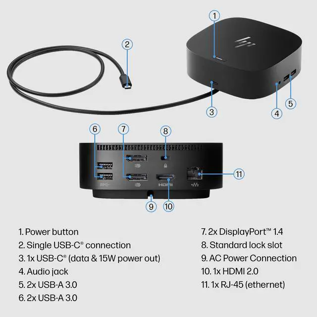 Alt view image 7 of 7 - USB-C Dock G5-11-in-1 Adapter for Both USB-C and Thunderbolt-Enabled Laptops, PCs, & Notebooks - for Charging, Networking, or Data Transfers - Great for Secure & Remote Management,Black