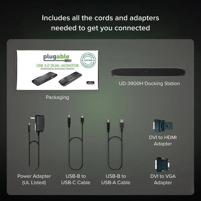 Alt view image 6 of 7 - USB 3.0 Universal Docking Station for Windows, macOS, ChromeOS (Dual HDMI Monitors or DVI/VGA, Gigabit Ethernet, Audio, 6 USB Ports)