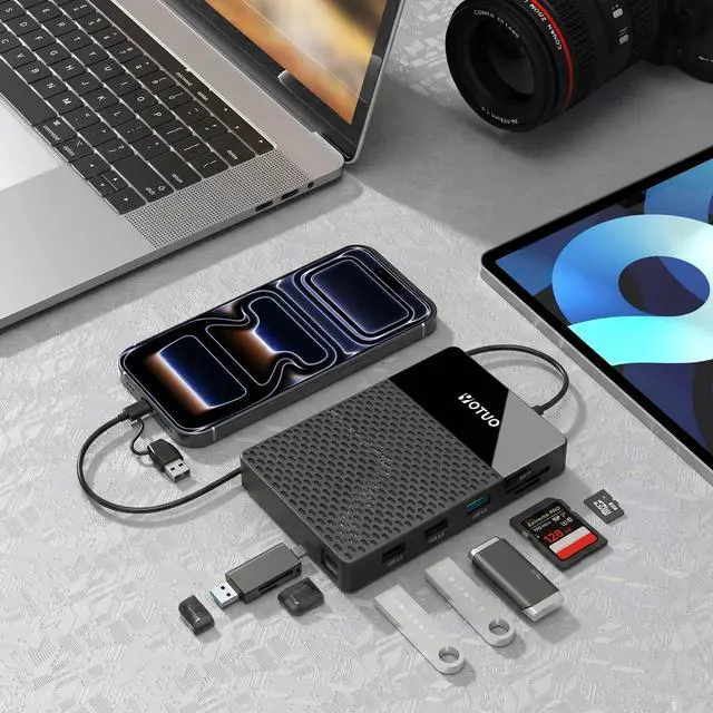 Alt view image 5 of 7 - 1TB External Hard Drive, USB C Multiport Hub HDD 7-in-1, USB 3.0, SD/TF Card Reader, Docking Station, Multi-Function HDD for Windows, Mac, Android, TV, iPhone 15/16/17, Laptop, Desktop, PC