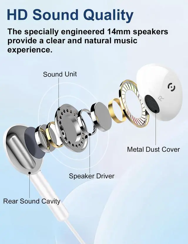 Alt view image 2 of 6 - Wired Earbuds in-Ear Headphones with Mic for iPhone, School, MP3