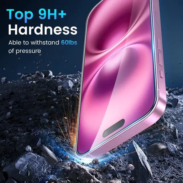 Alt view image 2 of 7 - for 3Pack iPhone 16 Screen Protector with 3Pack Camera Lens Protector, 9H+ Tempered Glass Easy Installation Kit, Case Friendly iPhone 16