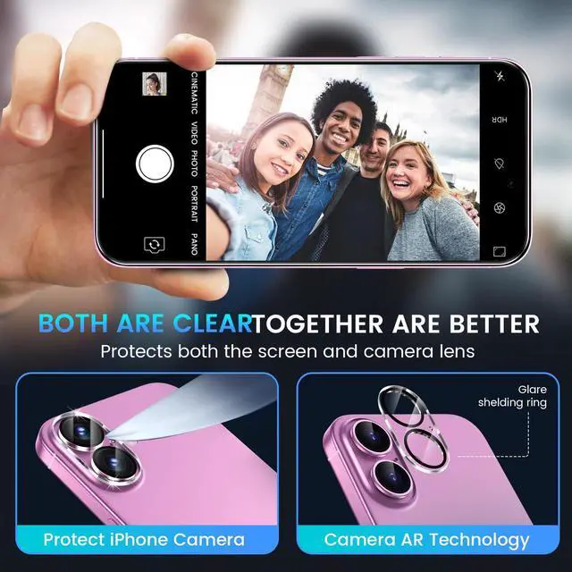 Alt view image 5 of 7 - for 3Pack iPhone 16 Screen Protector with 3Pack Camera Lens Protector, 9H+ Tempered Glass Easy Installation Kit, Case Friendly iPhone 16