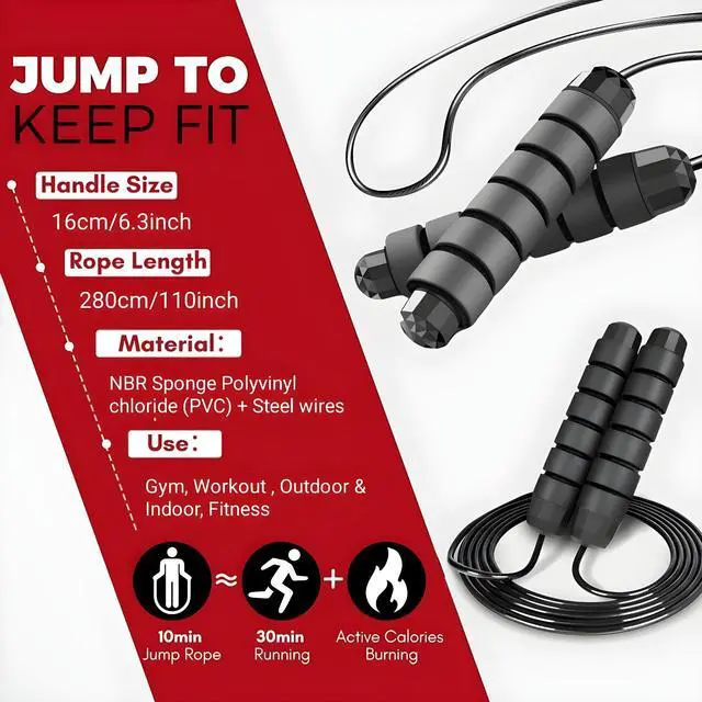 Alt view image 5 of 7 - Jump Rope - Tangle-Free Rapid Speed with Ball Bearings -jump Rope for Men, Women, Kids and Adults Home Exercise and Slim Body Adjustable Speed Jump Ropes for Fitness at Home Gym Workout