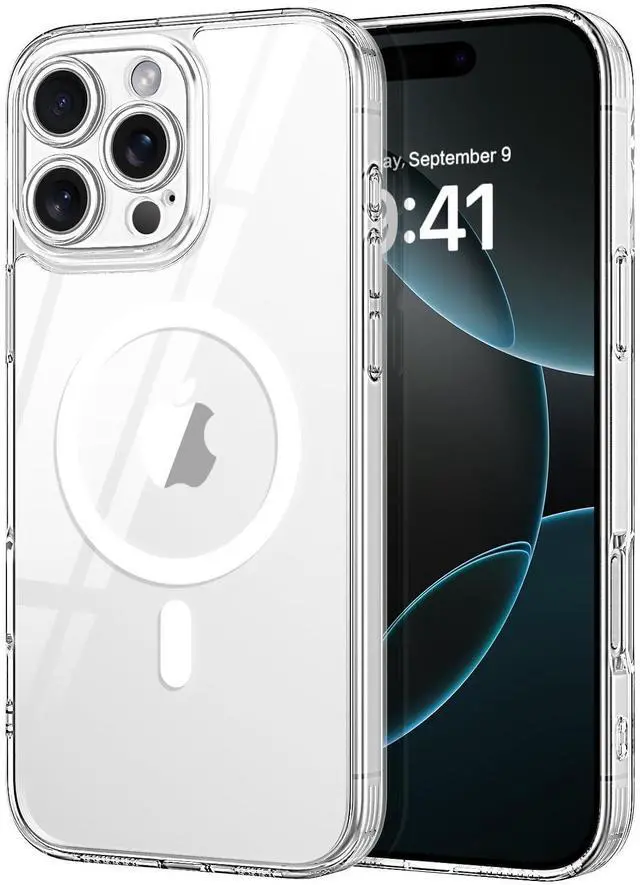 Main image of Compatible with iPhone 16 Pro Case 6.3-Inch, Magnetic Compatible with Magsafe Upgraded Full Camera Protection Non-Yellowing Slim Rugged Shockproof Protective Phone Cover (Clear)