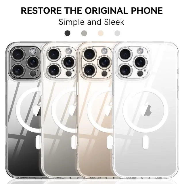Alt view image 3 of 7 - Compatible with iPhone 16 Pro Case 6.3-Inch, Magnetic Compatible with Magsafe Upgraded Full Camera Protection Non-Yellowing Slim Rugged Shockproof Protective Phone Cover (Clear)