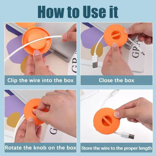 Alt view image 5 of 7 - 8PCS Portable Cable Winder, LIOUCBD 4 Colors Round Travel Cord Organizer Keeper Box, Retractable Cable Holder for Wrapping Earbuds USB Phone Earphone Mouse Cords Wire Charger