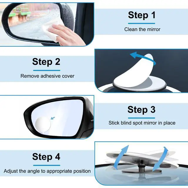 Alt view image 6 of 7 - Blind Spot Mirrors 2 Pack, Car Accessories Frameless Side Mirror Blindspot Convex HD Glass, Side View Mirror Blindspot with Wide Angle Adjustable Stick for Car SUV and Trucks