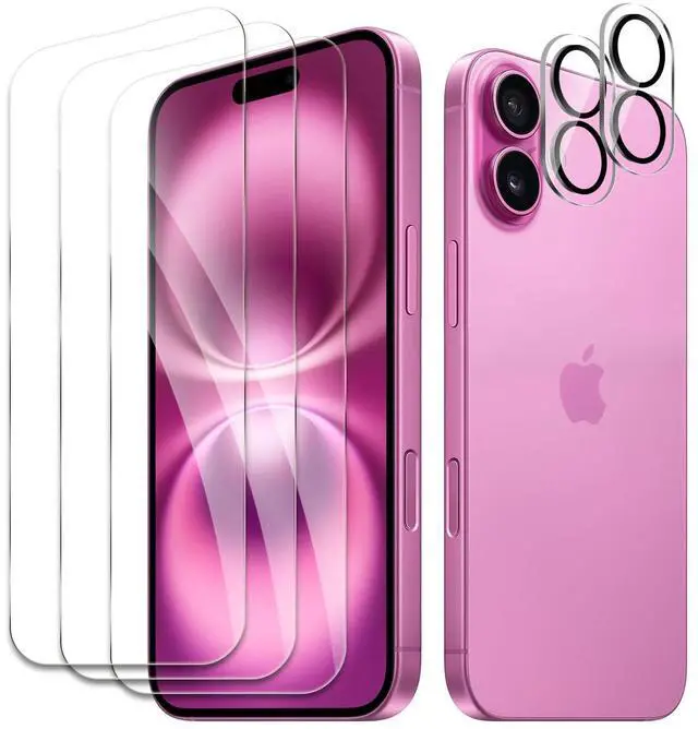 Main image of 3 Pack Screen Protector for iPhone 16 Plus+2 Pack Camera Lens Protector, Tempered Glass Film, Ultra HD 9H Hardness Case Friendly Anti Scratch Bubble Free Ultra Resistant