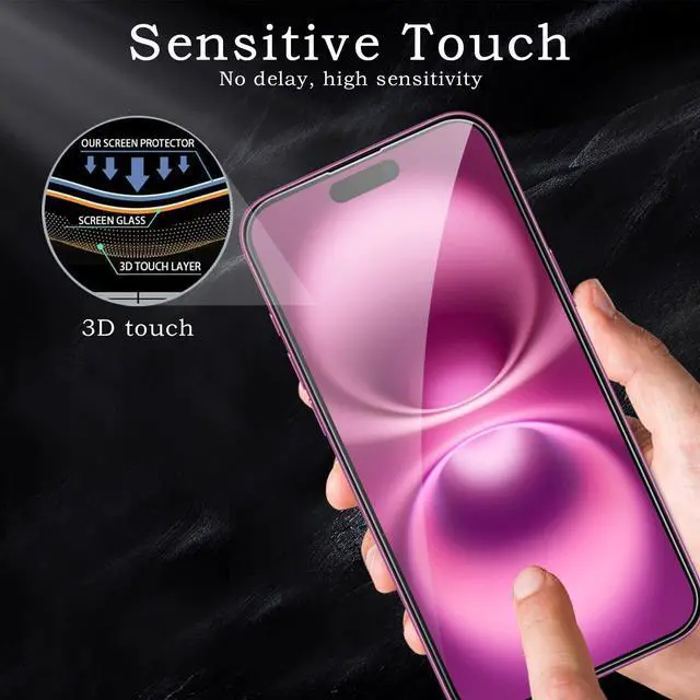 Alt view image 5 of 7 - 3 Pack Screen Protector for iPhone 16 Plus+2 Pack Camera Lens Protector, Tempered Glass Film, Ultra HD 9H Hardness Case Friendly Anti Scratch Bubble Free Ultra Resistant