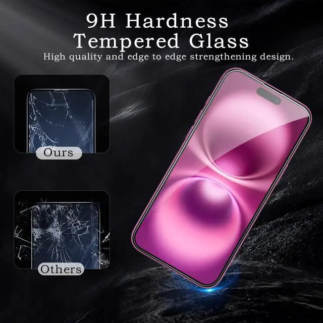 Alt view image 6 of 7 - 3 Pack Screen Protector for iPhone 16 Plus+2 Pack Camera Lens Protector, Tempered Glass Film, Ultra HD 9H Hardness Case Friendly Anti Scratch Bubble Free Ultra Resistant